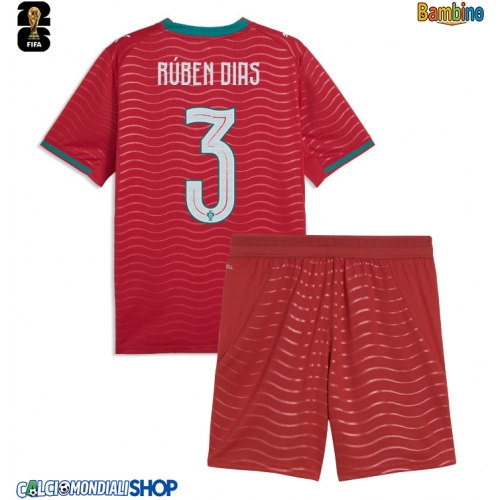 Maglie da calcio Portogallo Ruben Dias #3 Prima Maglia Bambino Mondiali 2026  Manica Corta + Pantaloni corti)